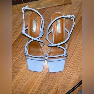 Baby blue small squares toe heels